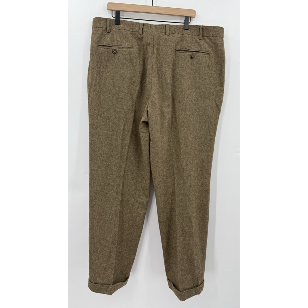 Kent & Park Dress Pants Mens‎ 43 Brown Olive Cuffed Wool Blend Made Italy